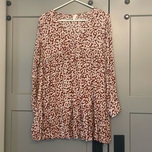 Small long-sleeved mini dress. Unlined